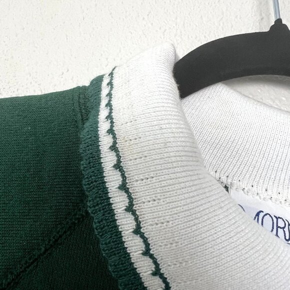 Vintage Morning Sun Womens Medium Green Winter Snow Birds Collard Sweatshirt - Picture 12 of 12